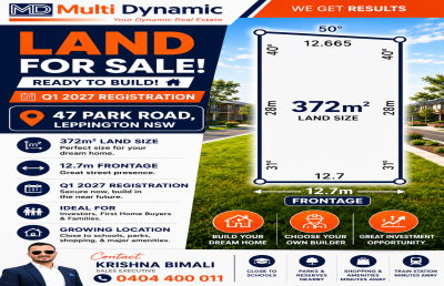 Q1 2027 Registering 372m² Land with 12.7m Frontage | Premium Leppington Location